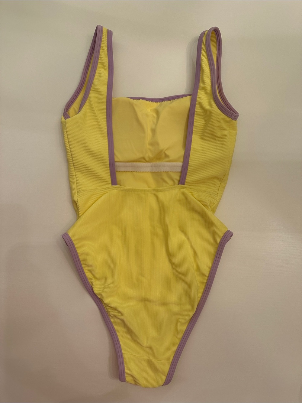 LainSnow Yellow One-Piece Swim with Lavender Trim - Picture 3 of 5